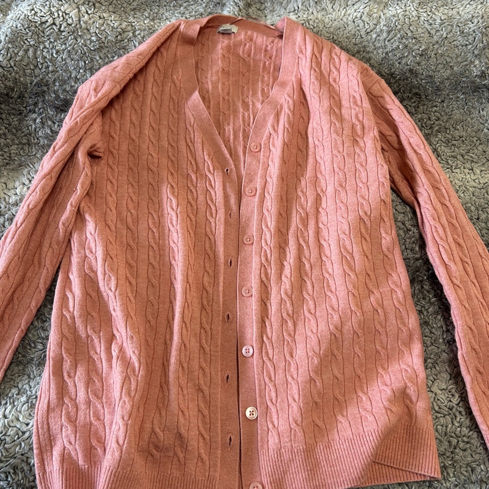 Pink Cable Knit Cardigan
